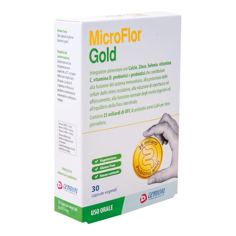 Microflor Gold Probiotico 30 Capsule Integratore Fermenti Lattici Vivi per Equilibrio e Benessere Intestinale Microflor Gold Probiotico 30 Capsule Integratore Fermenti Lattici Vivi per Equilibrio e Benessere Intestinale