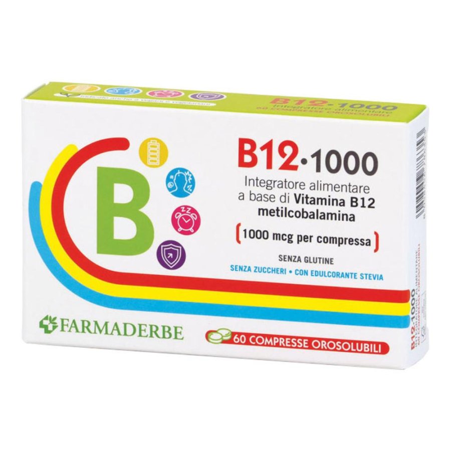 Farmaderbe B12 1000 Integratore Alimentare 60 compresse orosolubili Farmaderbe B12 1000 Integratore Alimentare 60 compresse orosolubili