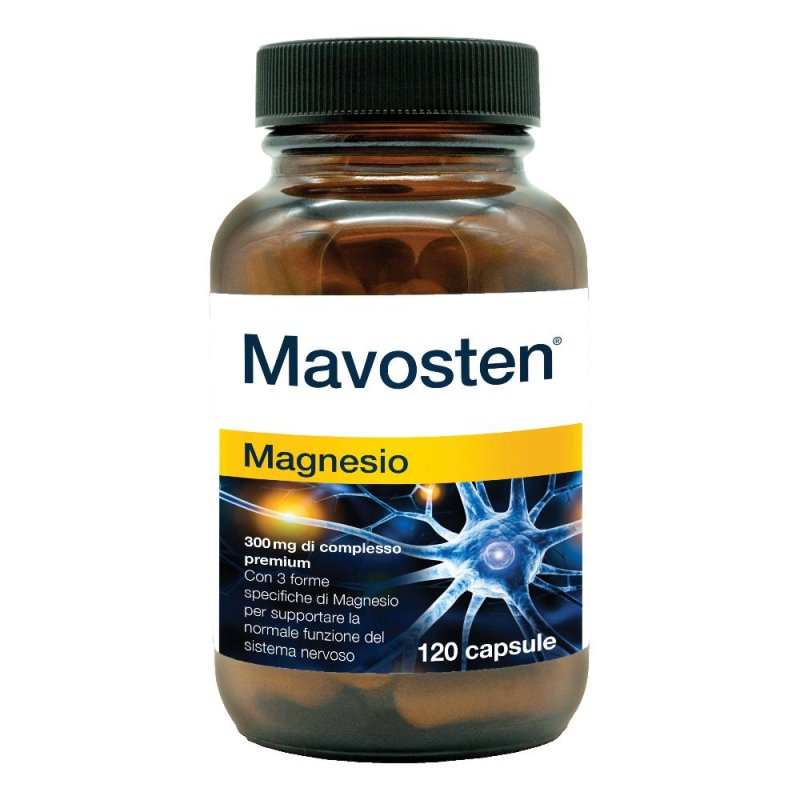 Mavosten Magnesio 120 Capsule Integratore Alimentare per Sistema Nervoso, Muscoli e Riduzione della Stanchezza