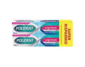 Polident Lunga Tenuta Crema Adesiva per Protesi Dentali, Tenuta Forte e Duratura, Confezione Risparmio 2x70 g