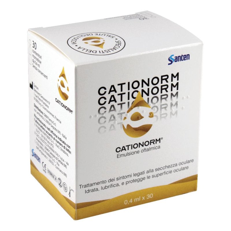 Cationorm gocce oculari 30 fiale monodose - emulsione lubrificante per occhio secco