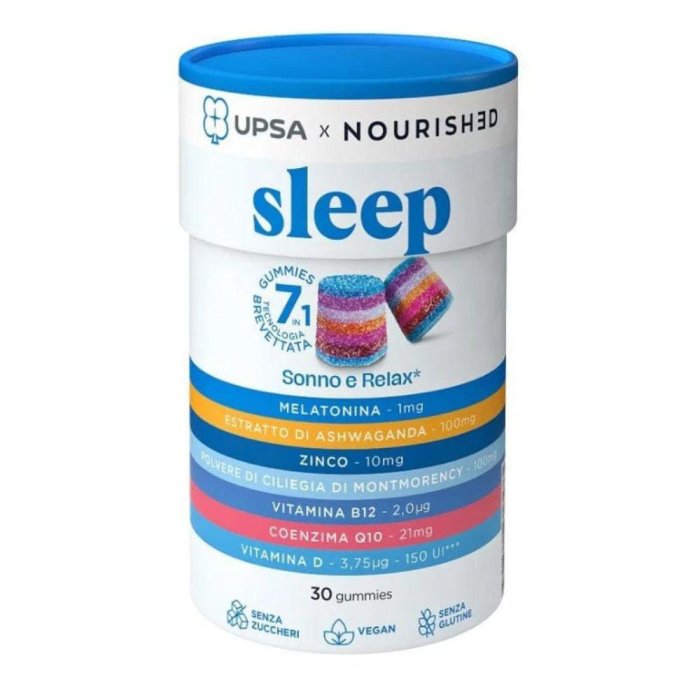 UPSA x Nourished Sleep 30 gommose - integratore in gomme per sonno e rilassamento UPSA x Nourished Sleep 30 gommose - integratore in gomme per sonno e rilassamento