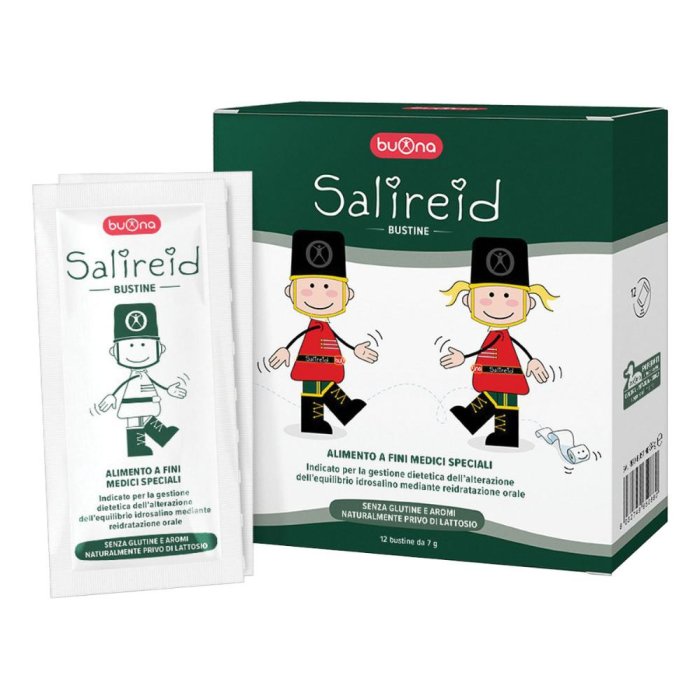 Salireid 12 bustine da 7 g - integratore salino reidratante con elettroliti Salireid 12 bustine da 7 g - integratore salino reidratante con elettroliti