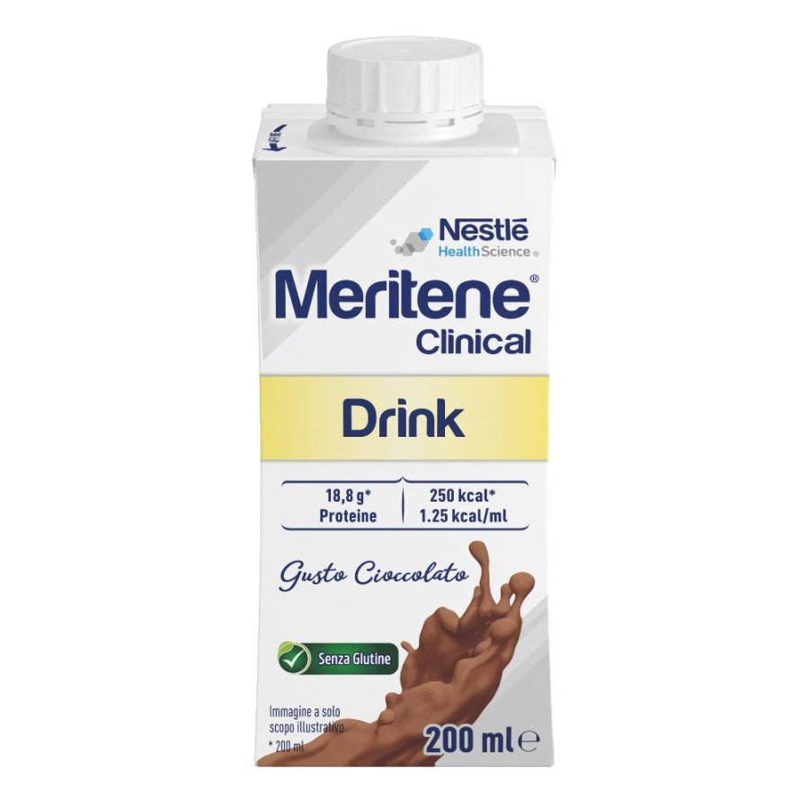 Meritene Clinical cioccolato 200 ml - supplemento nutrizionale iperproteico gusto cacao Meritene Clinical cioccolato 200 ml - supplemento nutrizionale iperproteico gusto cacao