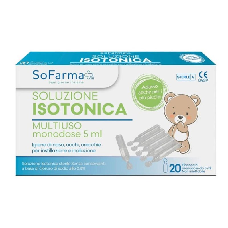 Soluzione salina 0,9% 20 flaconi 5 ml - fiale sterili per lavaggi nasali e oculari Soluzione salina 0,9% 20 flaconi 5 ml - fiale sterili per lavaggi nasali e oculari