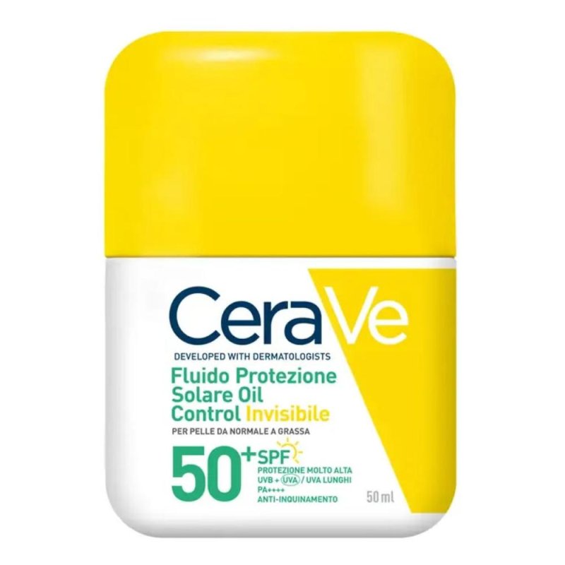 Cerave fluido invisibile oil control spf50+ protezione solare viso anti-lucidità 50 ml Cerave fluido invisibile oil control spf50+ protezione solare viso anti-lucidità 50 ml