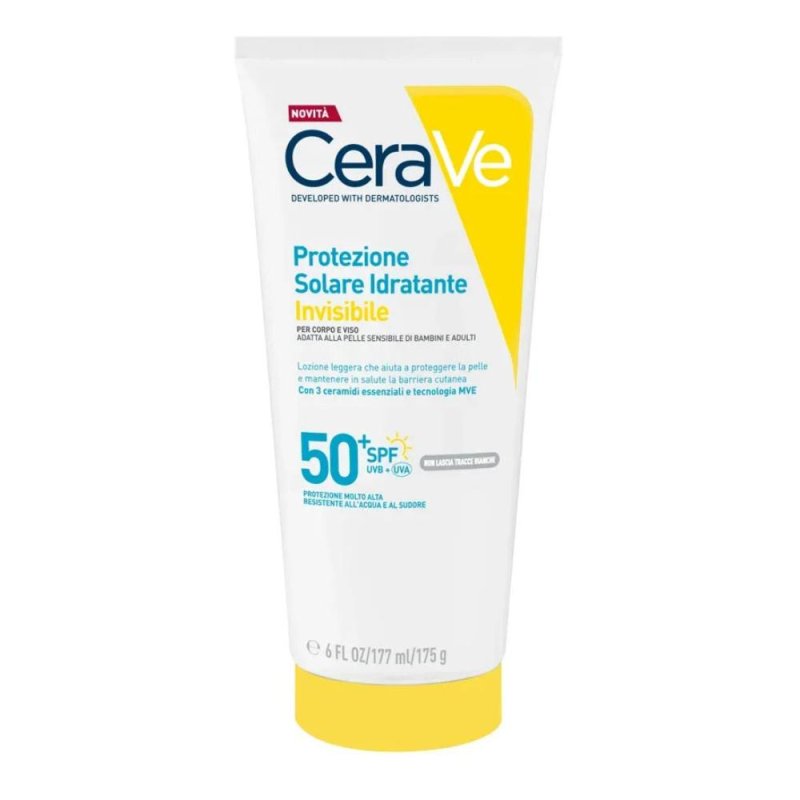 CeraVe protezione solare idratante invisibile SPF50+ viso e corpo 200 ml CeraVe protezione solare idratante invisibile SPF50+ viso e corpo 200 ml