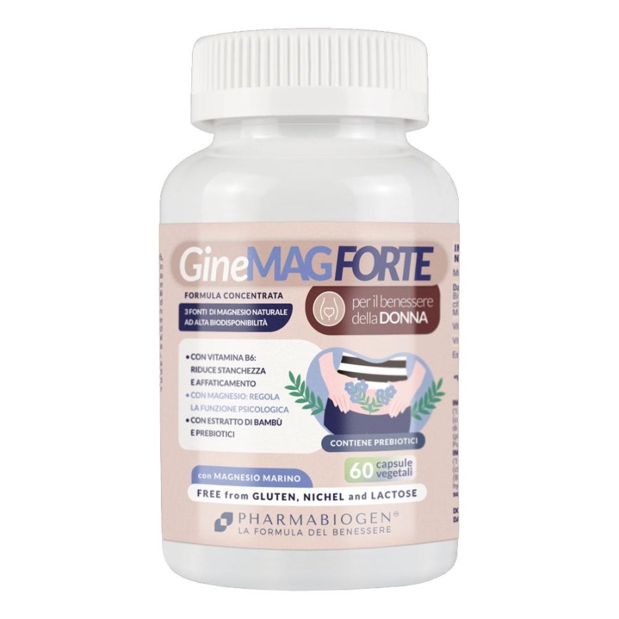 Ginemag Forte 60 capsule - integratore di magnesio e vitamina B6 per la sindrome premestruale Ginemag Forte 60 capsule - integratore di magnesio e vitamina B6 per la sindrome premestruale