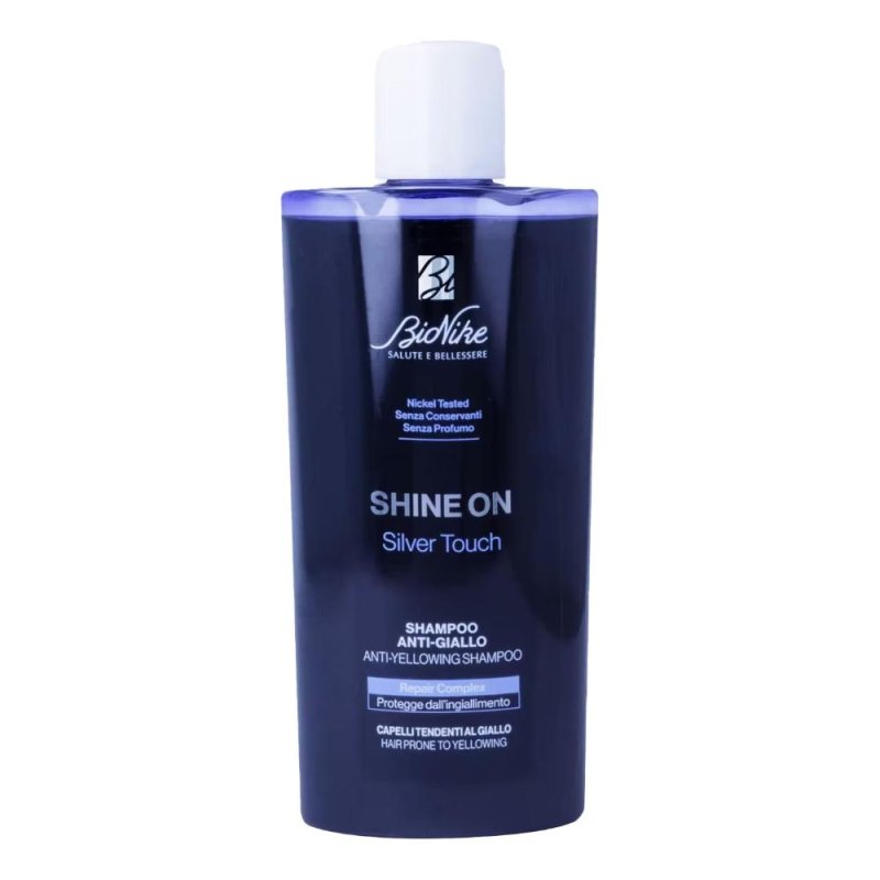 Bionike shine on silver touch shampoo anti-giallo per capelli biondi e grigi 200 ml Bionike shine on silver touch shampoo anti-giallo per capelli biondi e grigi 200 ml
