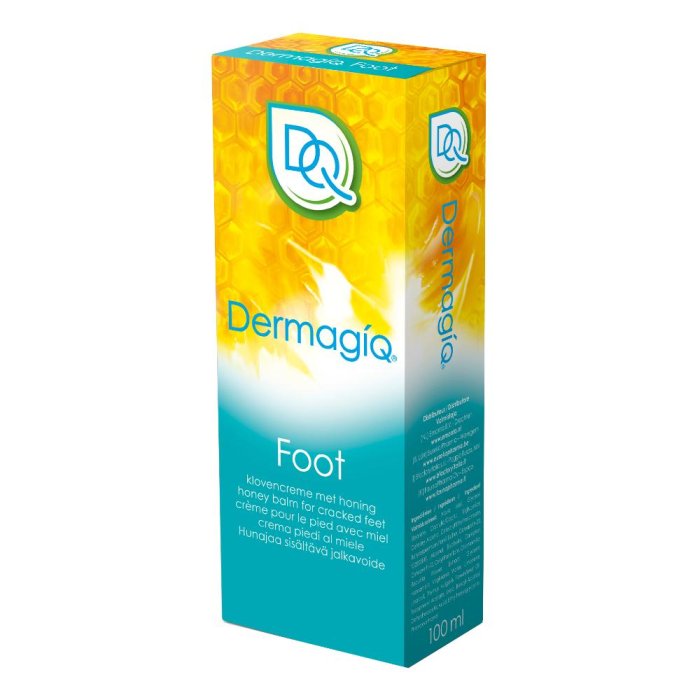 DERMAGIQ Foot Crema Piedi 100 ml &ndash; Trattamento Intensivo per Piedi Secchi e Screpolati con Miele Naturale Antibatterico
