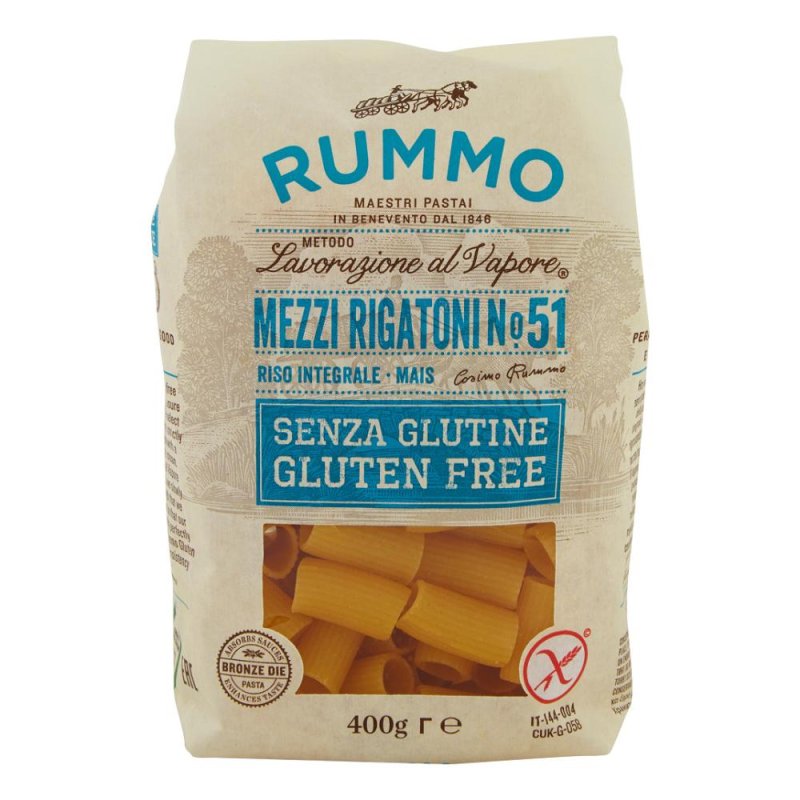 Mezzi Rigatoni N51 Senza Glutine Confezione 400 Gr Mezzi Rigatoni N51 Senza Glutine Confezione 400 Gr