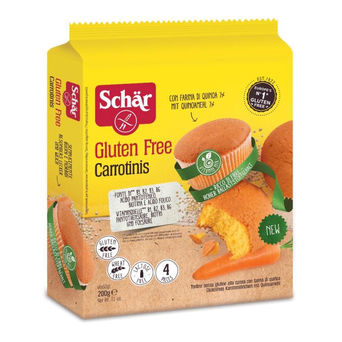 Schar Dolci e Biscotti Carrotinis Tortine Morbide alla Carota 200 g Schar Dolci e Biscotti Carrotinis Tortine Morbide alla Carota 200 g