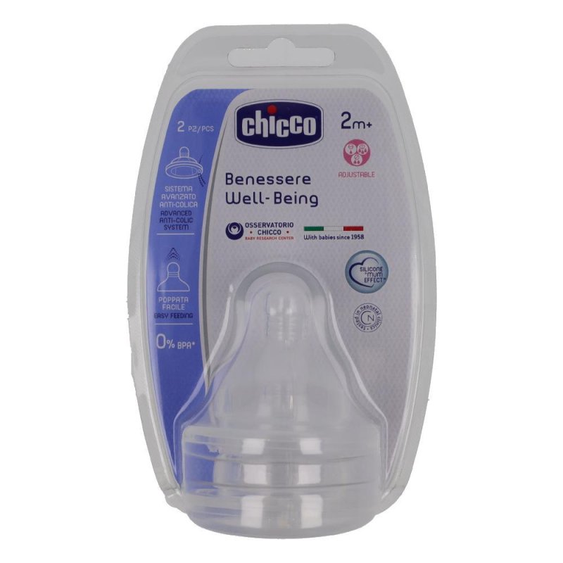 Chicco Tettarella Well Being 2 Mesi+ Adj Silicone 2 Pezzi Chicco Tettarella Well Being 2 Mesi+ Adj Silicone 2 Pezzi
