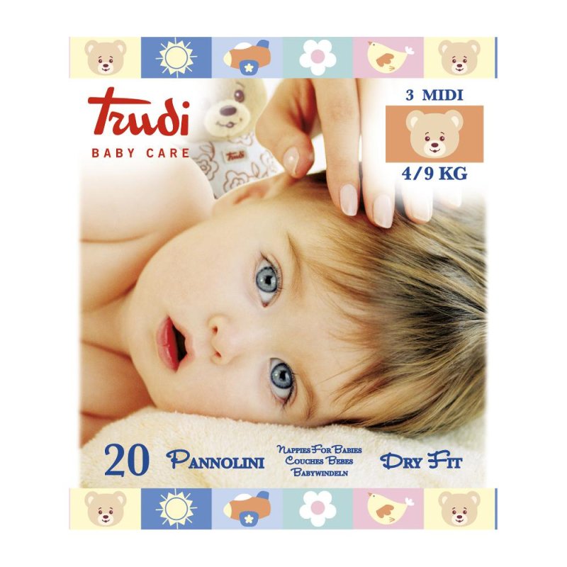 Trudi Baby Care Pannolini Dry Fit  Misura Midi 4/9 Kg 20 Pezzi