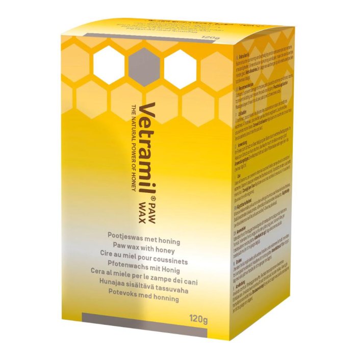 Vetramil Paw Wax 120 g Cera Protettiva per Zampe Cani e Gatti con Miele per Cuscinetti Plantari Screpolati e Secchi