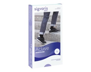 Calza elastica a compressione Sigvaris gambaletto classe 2 piede chiuso colore ciano taglia media grande per uso medico radiologie