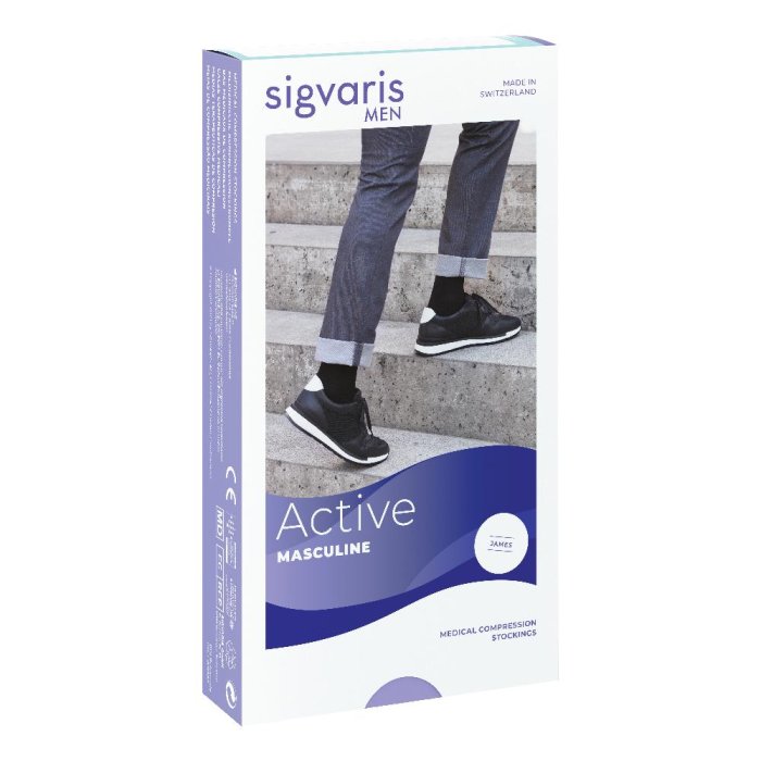 Calza elastica a compressione Sigvaris gambaletto classe 2 piede chiuso colore ciano taglia media grande per uso medico radiologie Calza elastica a compressione Sigvaris gambaletto classe 2 piede chiuso colore ciano taglia media grande per uso medico radiologie
