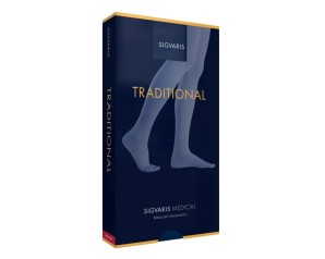 Calza elastica medicale Sigv 503 a compressione graduata mono gamba sinistra punta aperta con fascia in silicone alla coscia