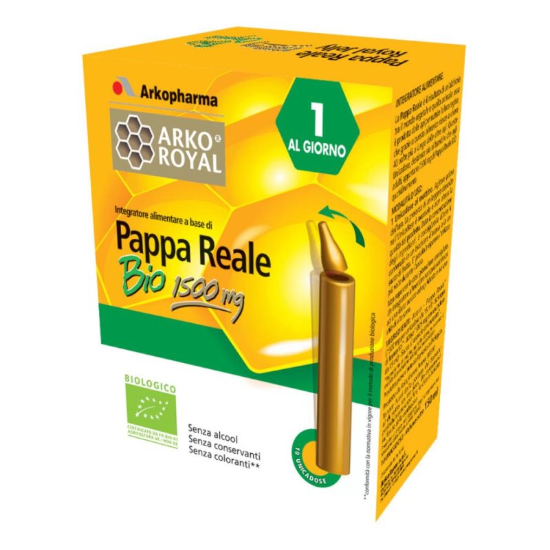 Arkoroyal Pappa Reale Bio 1500 Mg 10 Flaconcini Monodose 15 Ml Arkoroyal Pappa Reale Bio 1500 Mg 10 Flaconcini Monodose 15 Ml