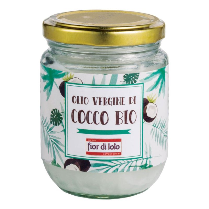 Fior Di Loto Olio Vergine Di Cocco Bio Prodotto da cucina 180g Fior Di Loto Olio Vergine Di Cocco Bio Prodotto da cucina 180g