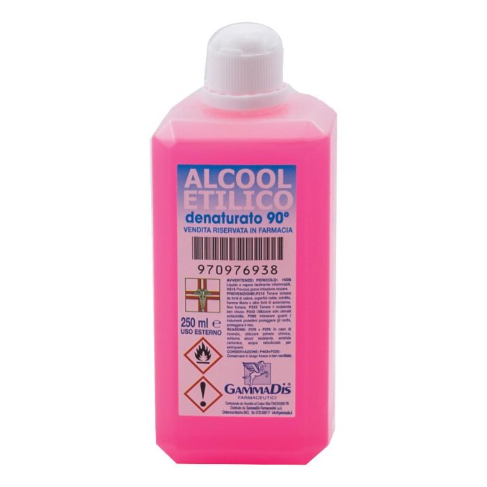 Alcool etilico denaturato Gammadis 250 millilitri disinfettante multiuso per igiene e pulizia superfici