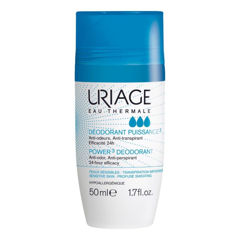Uriage - Power3 Deodorante Antitraspirante Anti-Odore Per Sudorazione Intensa Roll-On 50 ml