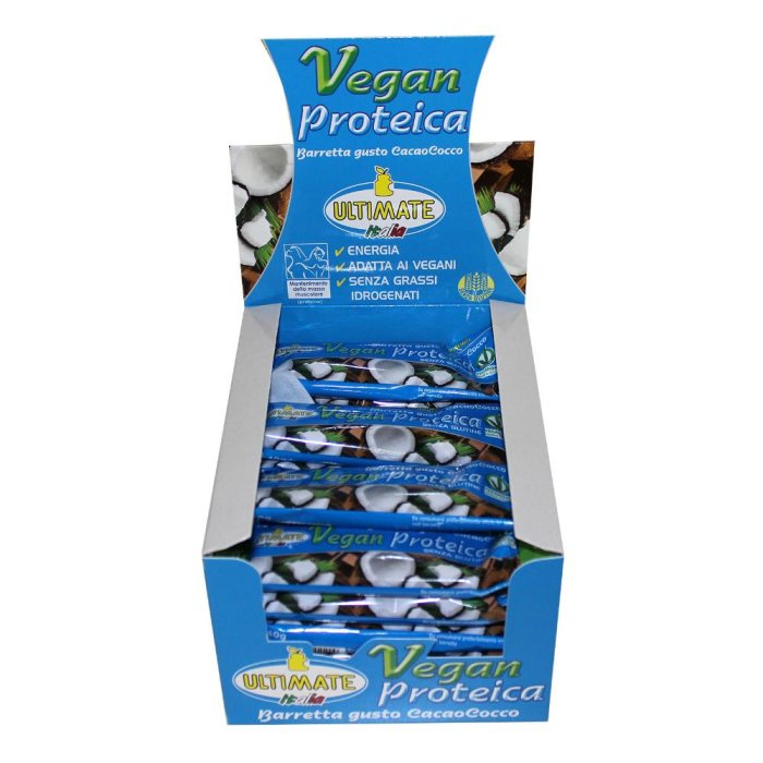 Barretta vegan proteica cacao e cocco 24 pezzi Barretta vegan proteica cacao e cocco 24 pezzi