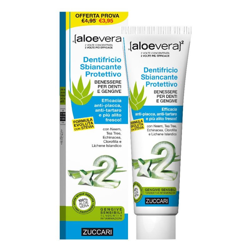 Zuccari Aloevera2 Dentifricio Sbiancante Protettivo Con Stevia 100 Ml Zuccari Aloevera2 Dentifricio Sbiancante Protettivo Con Stevia 100 Ml
