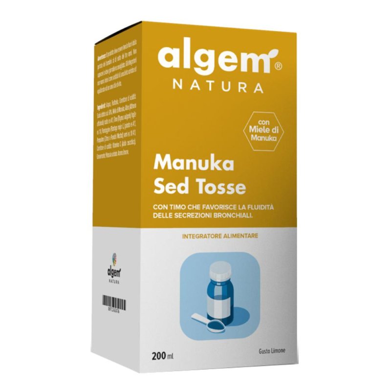 Algem Manuka Sed Sciroppo Lenitivo per Tosse e Gola con Miele di Manuka Flacone 200 Millilitri