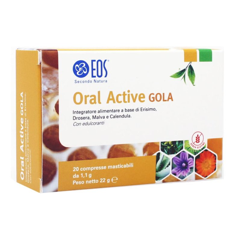 Eos Oral Active Gola 20 compresse - integratore per benessere della gola con propoli e vitamina C