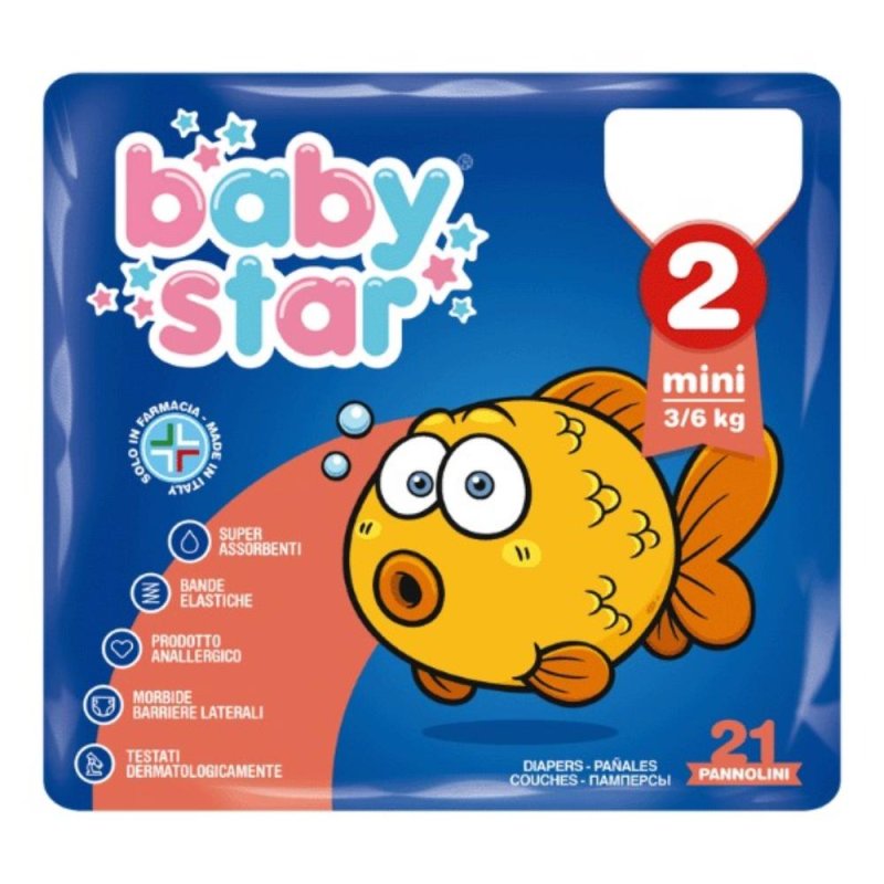 Farvima Baby Star Pannolini Mini Taglia 2 3-6Kg 21 pannolini Farvima Baby Star Pannolini Mini Taglia 2 3-6Kg 21 pannolini