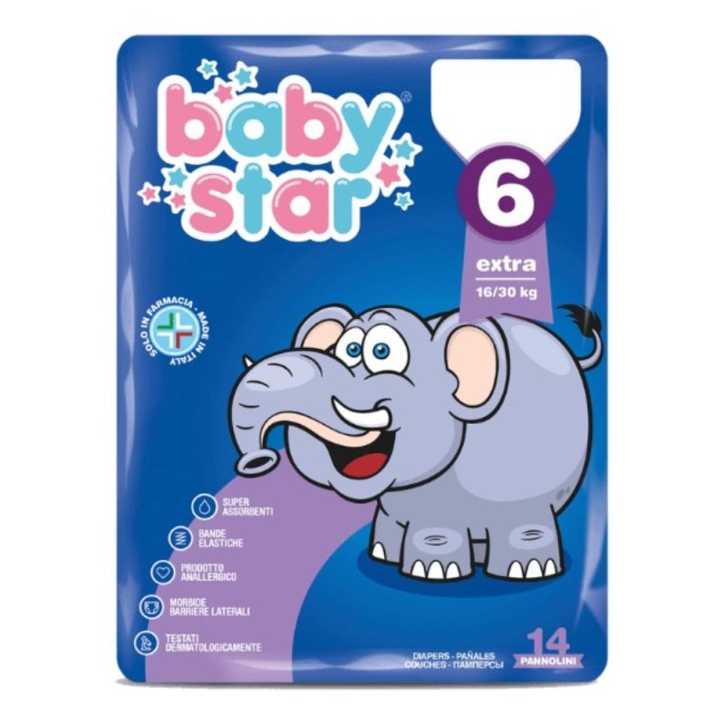 Pannolino Per Bambino Farvima Babystar Xl 16/30kg 14 Pezzi Taglia 6