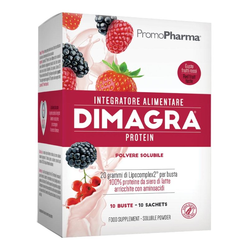 Promopharma Dimagra - Protein Integratore Proteine Gusto Frutti Rossi 10 Buste Promopharma Dimagra - Protein Integratore Proteine Gusto Frutti Rossi 10 Buste