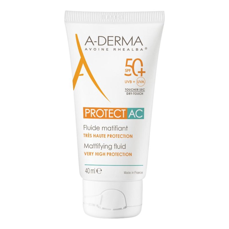 A-Derma Solare Protect SPF50+ AC Fluido Viso Pelle Grassa e Acne 40 ml A-Derma Solare Protect SPF50+ AC Fluido Viso Pelle Grassa e Acne 40 ml