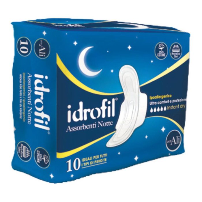 Assorbenti notte con ali 10 pezzi - assorbenti igienici notte con ali