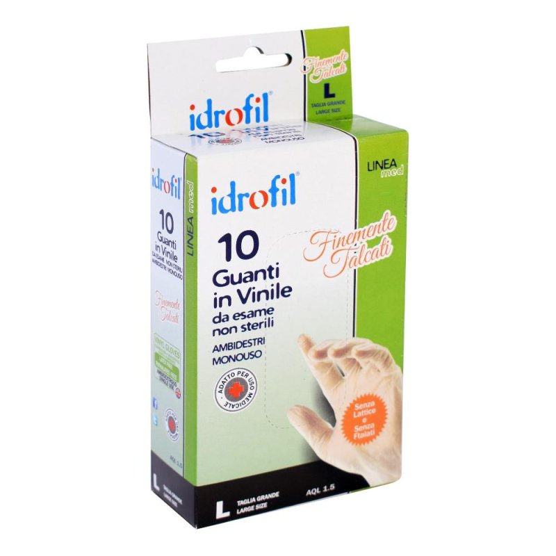 GUANTI IN VINILE L 10PZ IDROFIL<