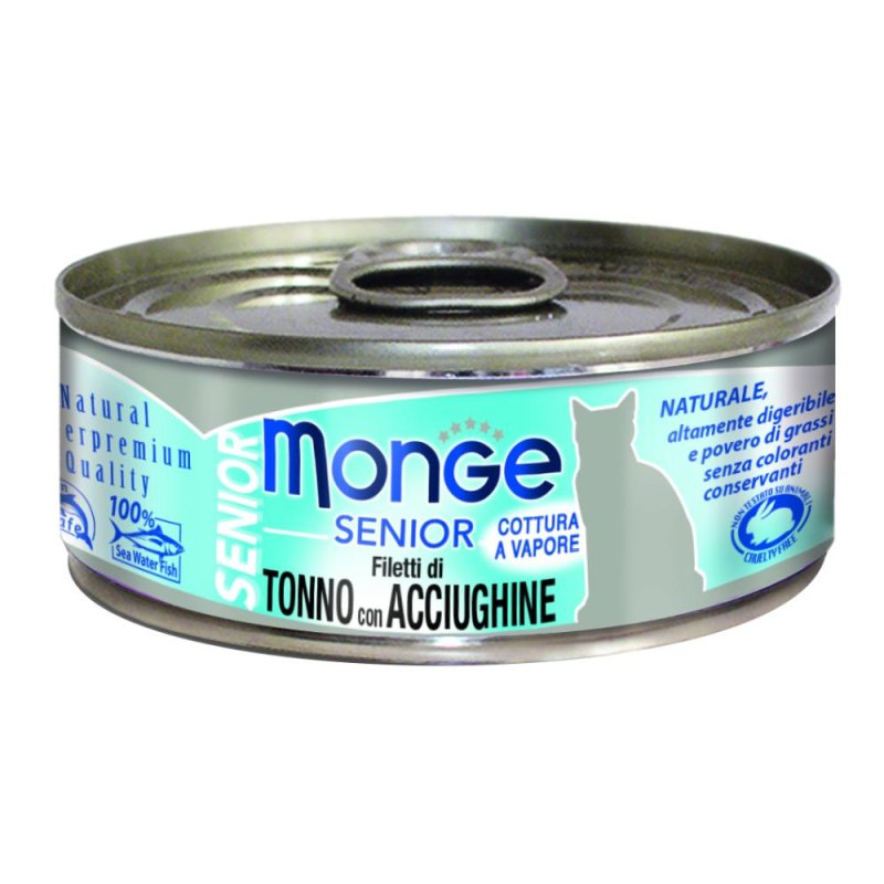 Monge Cat Senior tonno e acciughe - alimento umido completo per gatti anziani Monge Cat Senior tonno e acciughe - alimento umido completo per gatti anziani