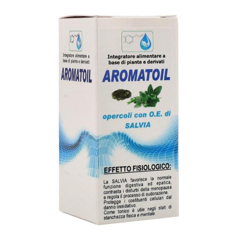 Aromatoil Salvia 50 Opercoli Integratore con Olio Essenziale di Salvia per Benessere Ormonale, Menopausa e Digestione