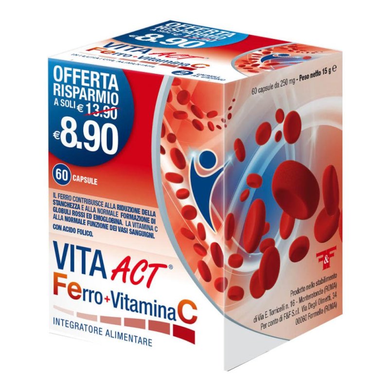 Vita Act Ferro + Vitamina C integratore alimentare 60 capsule Vita Act Ferro + Vitamina C integratore alimentare 60 capsule