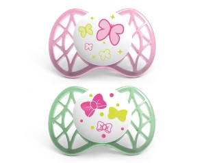 Nuvita Succhietto AIR 55 con Tettarella Simmetrica 0-6m+ colore Rosa e Verde 2 succhietti