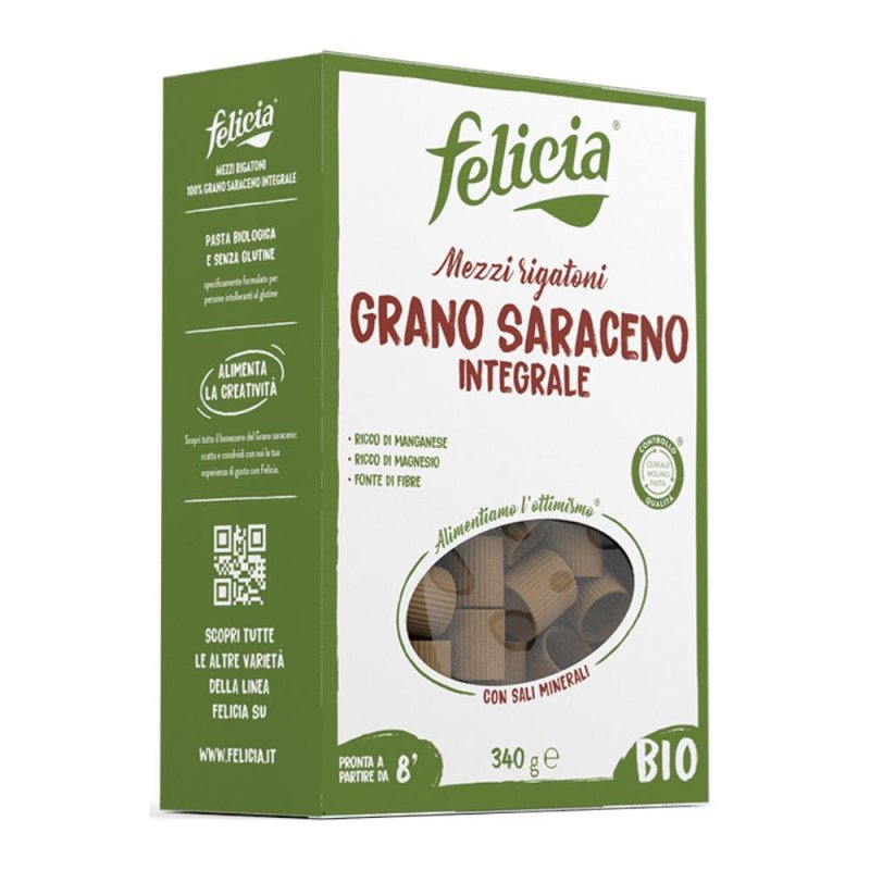 Felicia Mezzi Rigatoni Grano Saraceno Integrale Bio - Pasta Senza Glutine 340 grammi Felicia Mezzi Rigatoni Grano Saraceno Integrale Bio - Pasta Senza Glutine 340 grammi
