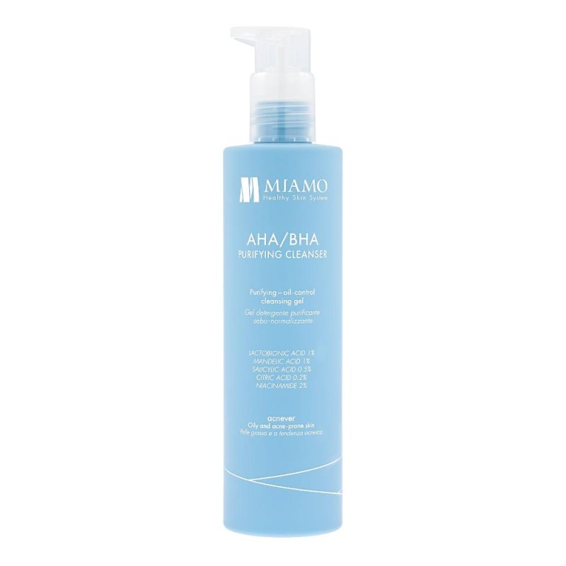 Miamo Acnever AHA/BHA Purifying Cleanser gel detergente viso purificante 250 ml Miamo Acnever AHA/BHA Purifying Cleanser gel detergente viso purificante 250 ml