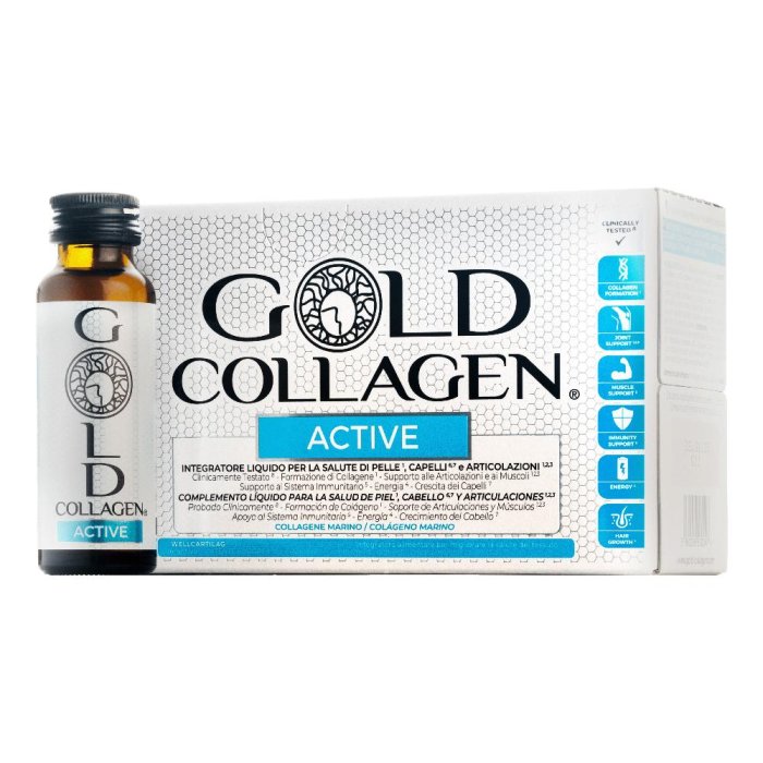 Minerva Research Labs Gold Collagen Active Integratore 10 Flaconcini