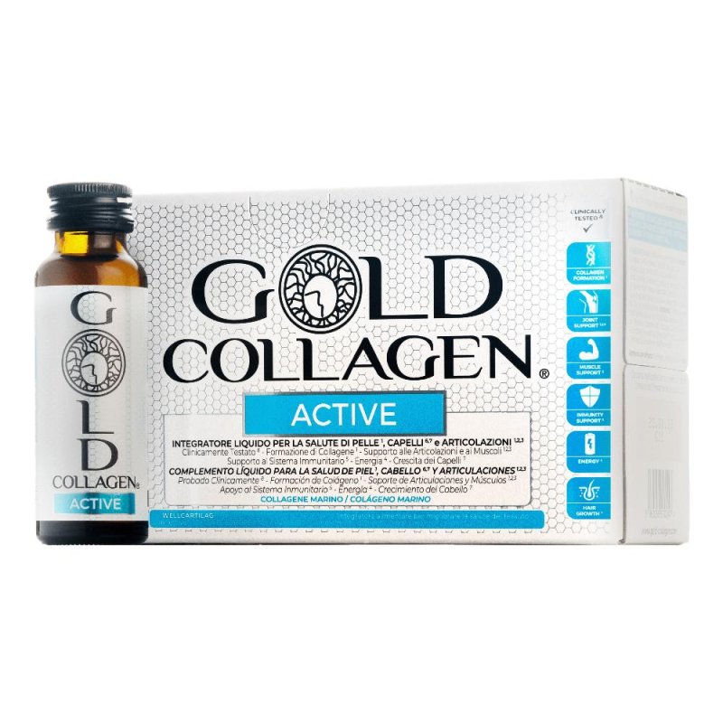 Minerva Research Labs Gold Collagen Active Integratore 10 Flaconcini