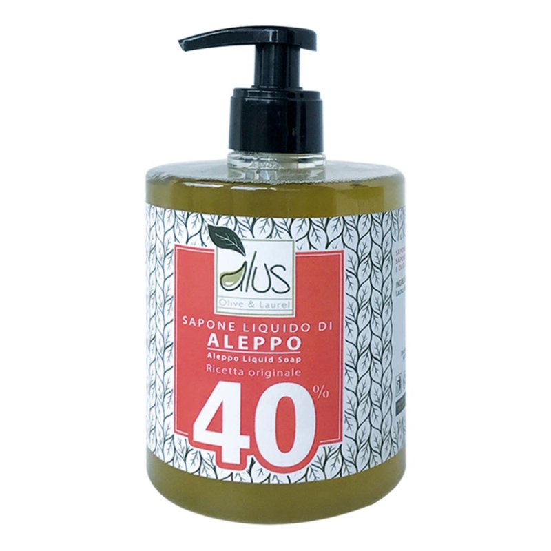 Sapone di Aleppo liquido 40% 500 ml - detergente naturale per viso e corpo Sapone di Aleppo liquido 40% 500 ml - detergente naturale per viso e corpo