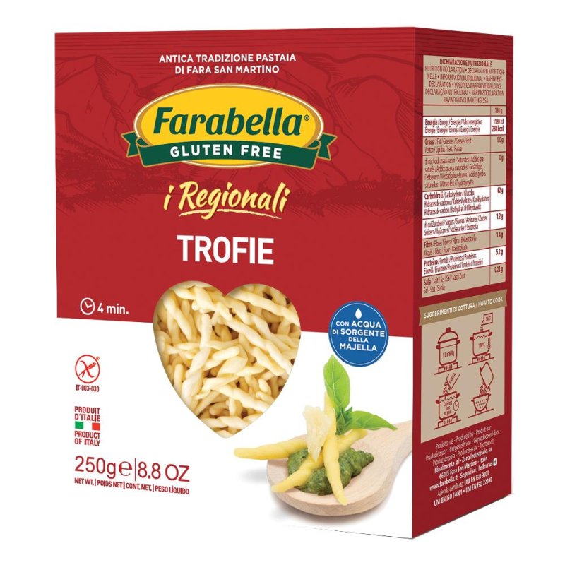 Bioalimenta Farabella Trofie I Regionali Pasta Fresca Stabilizzata senza glutine 250 G Bioalimenta Farabella Trofie I Regionali Pasta Fresca Stabilizzata senza glutine 250 G