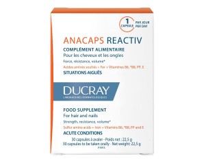  Anacaps Reactiv Integratore Alimentare Ducray Unghie e Capelli 30 Capsule