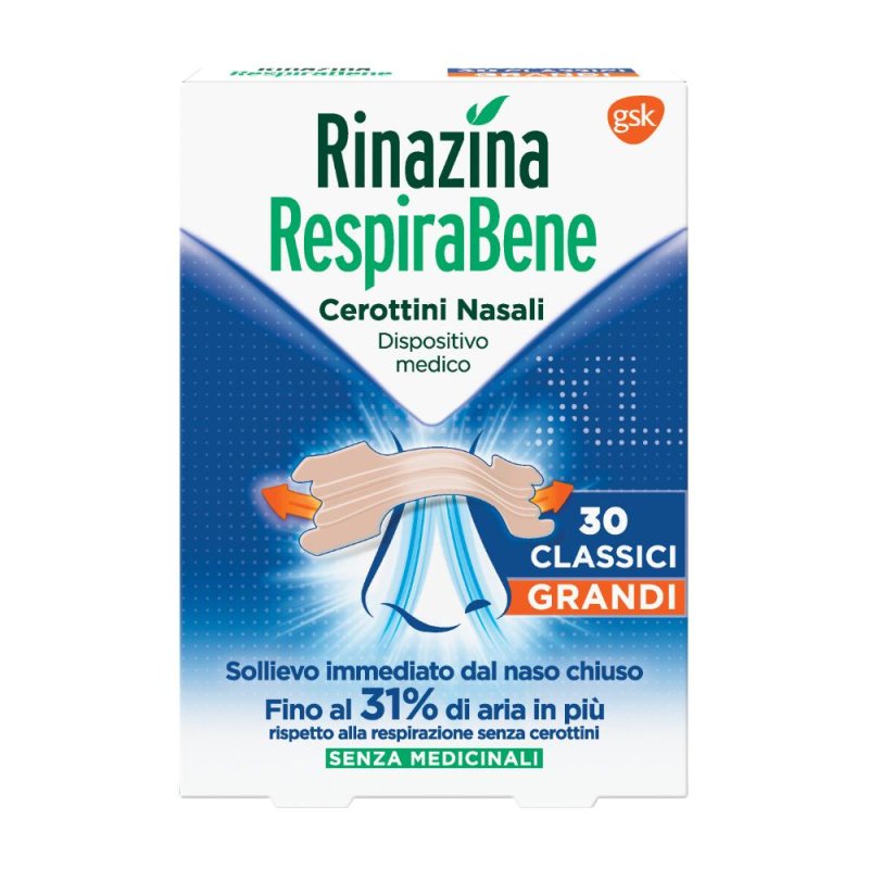 Rinazina Respira Bene Classico 30 Cerotti Grandi Rinazina Respira Bene Classico 30 Cerotti Grandi