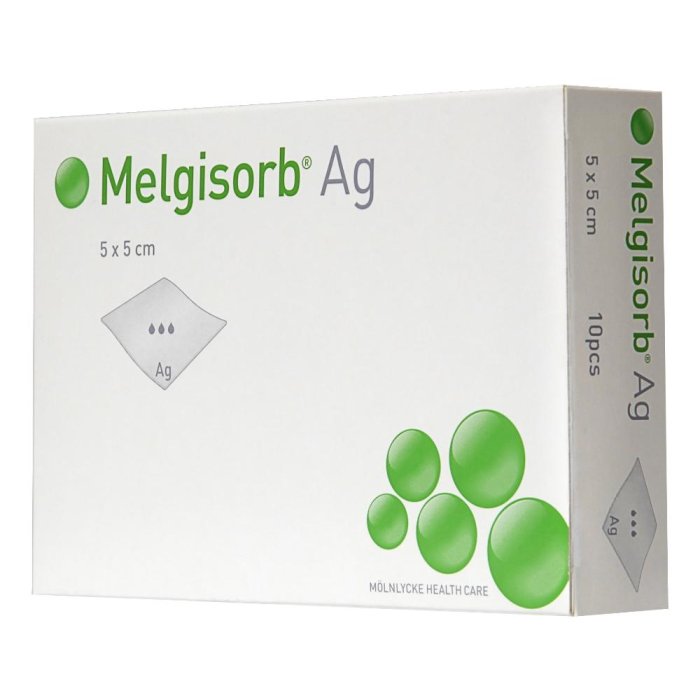 Melgisorb Argento Medicazione in Alginato 10x10 cm per Ferite Essudanti Antibatterica e Altamente Assorbente Melgisorb Argento Medicazione in Alginato 10x10 cm per Ferite Essudanti Antibatterica e Altamente Assorbente