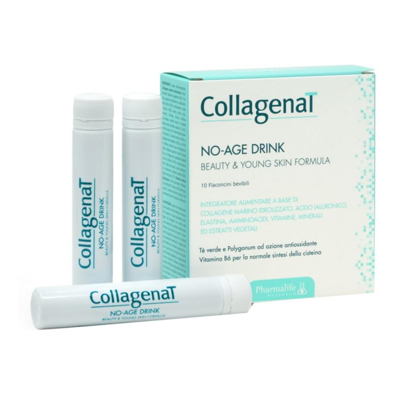CollagenaT No-Age Drink 10 flaconcini da 25 ml – integratore collagene marino con acido ialuronico e vitamina C CollagenaT No-Age Drink 10 flaconcini da 25 ml – integratore collagene marino con acido ialuronico e vitamina C